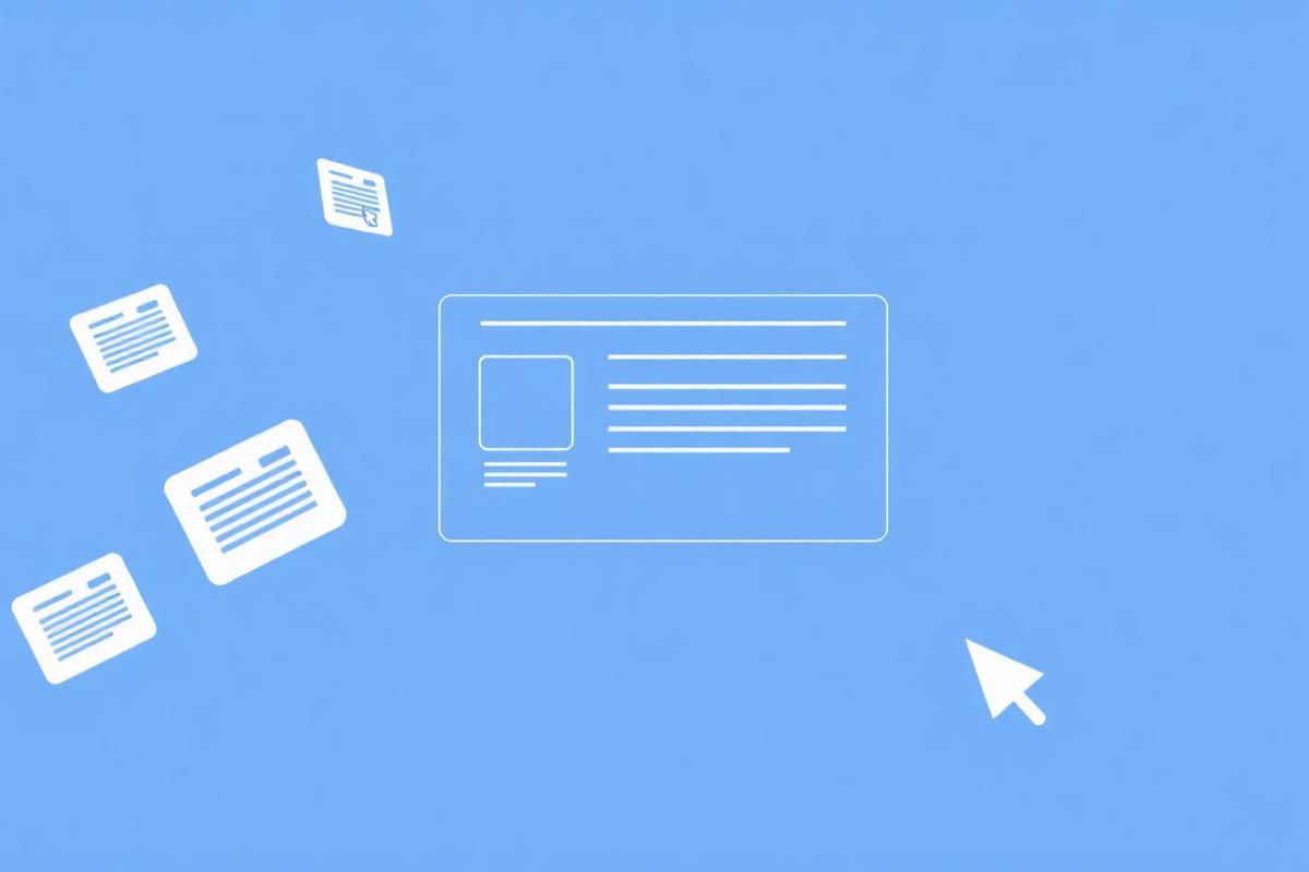Illustration of AI-generated website interface cards